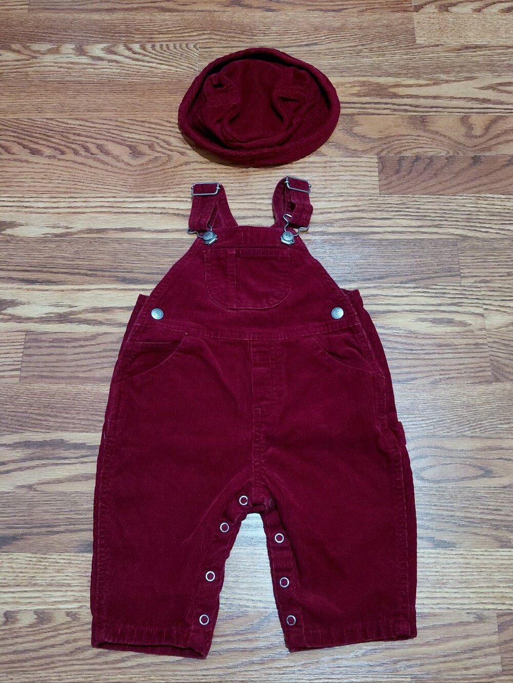 Baby Gap Vintage 1990s Corduroy Overalls Size 6-12 Months Burgundy Infant Outfit